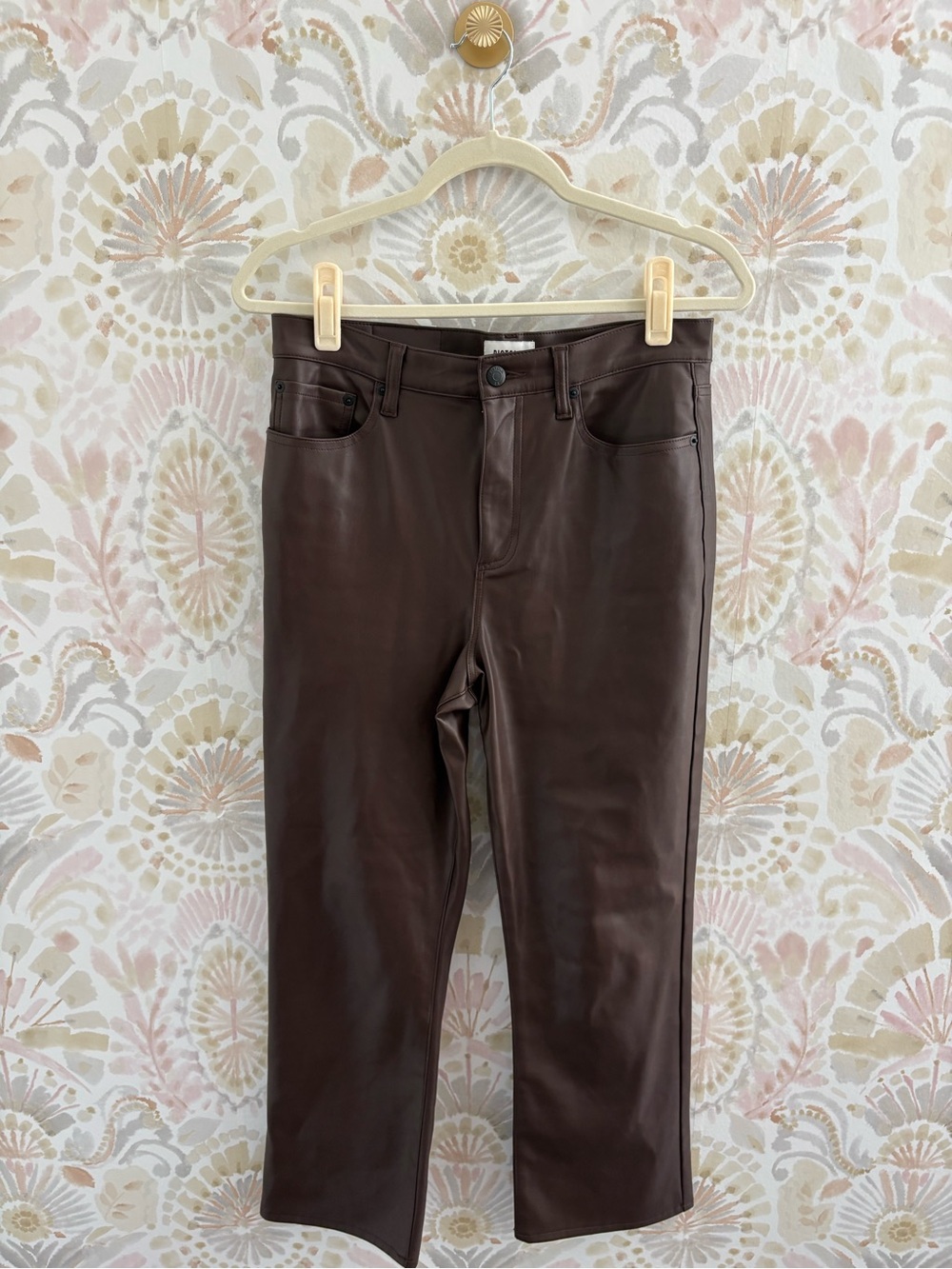 Pistola Brown Vegan Leather Straight Leg Pants Womens 28 P00016088PU High Rise